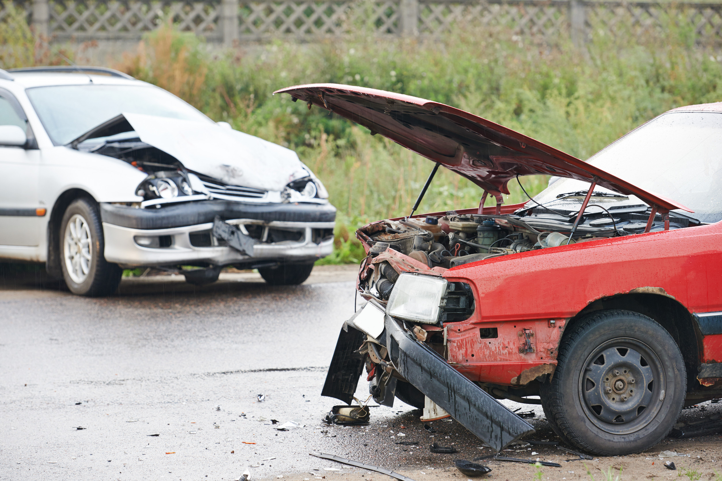 automobile car crash collision accident on an city road